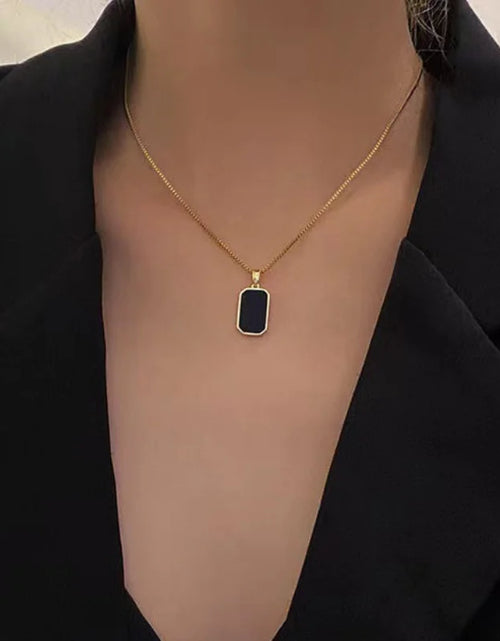 Load image into Gallery viewer, Fashion Square Necklace for Women Korean Black Geometric Pendant Necklace Collar Neck Gold Color Chain Charm Jewelry Party Gift
