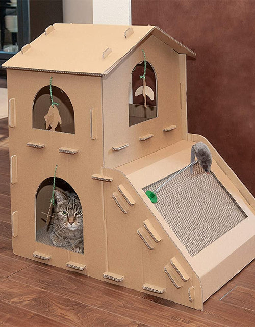 Load image into Gallery viewer, Cat Scratchers with Catnip - Tiger Tough Multi-Level Cat House Scratcher Playgrounds, Classic Reversible Scratching Board, Interactive Busy Box Toy Scratcher, and More
