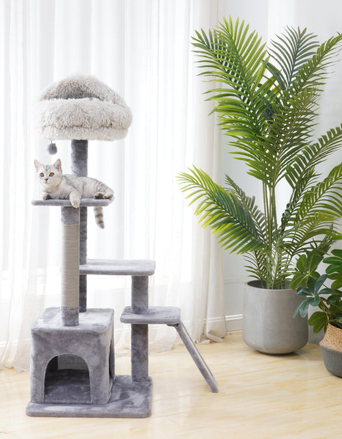 Load image into Gallery viewer, 4-Level Grey Cat Tree with Condo and Scratching Pad, 48&#39;&#39; Height
