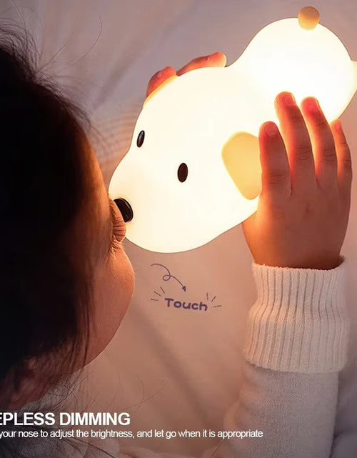 Load image into Gallery viewer, Cute Puppy Dog Touch Senor Night Light Silicone Dimmable Atmosphere Lamp Children Kids Holiday Gift Sleeping Bedroom Night Lamps
