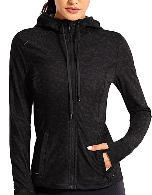 Load image into Gallery viewer, Women&#39;S Brushed Full Zip Hoodie Jacket Sportswear Hooded Workout Track Running Jacket with Zip Pockets
