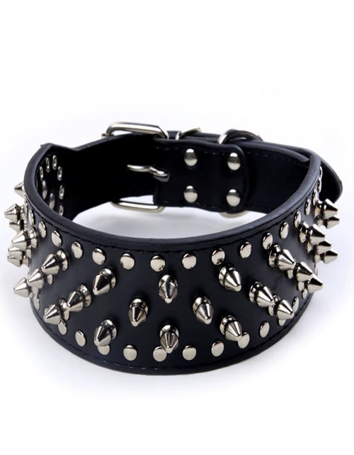 Load image into Gallery viewer, 2Inch Wide Skull Spiked Studded Leather Large Dog Collars for Medium Large Breeds Pitbull Mastiff Boxer Bully Dog Harness
