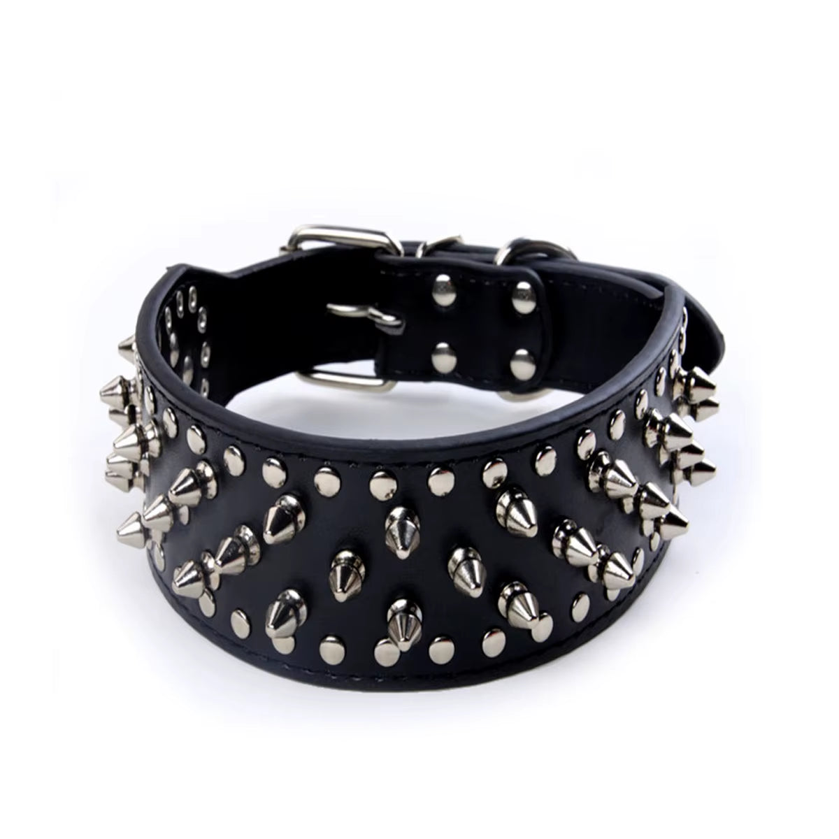 2Inch Wide Skull Spiked Studded Leather Large Dog Collars for Medium Large Breeds Pitbull Mastiff Boxer Bully Dog Harness