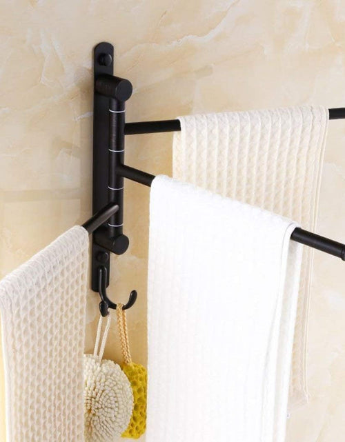 Load image into Gallery viewer, Oil Rubbed Bronze Swing Out Towel Racks for Bathroom Holder Wall Mounted Towel Bars with Hooks 3-Arm
