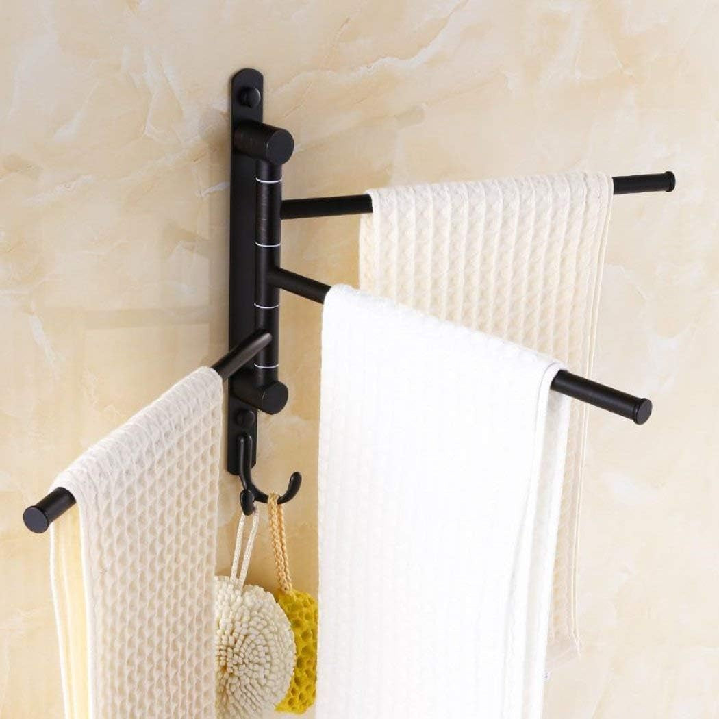 Oil Rubbed Bronze Swing Out Towel Racks for Bathroom Holder Wall Mounted Towel Bars with Hooks 3-Arm