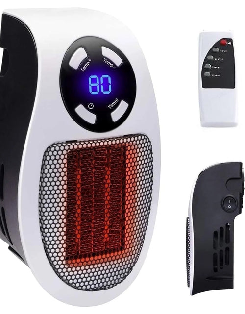 Load image into Gallery viewer, Alpha Heater, 2025 Upgrade 500W Smart Space Electric Fan Heater, Small Space Heater Plug in Wall with Remote, with Adjustable Thermostat Timer and Led Display
