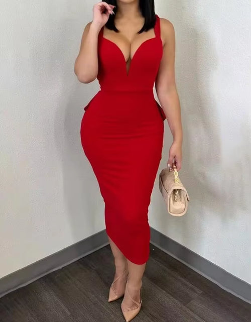 Load image into Gallery viewer, Elegant Dresses for Women Sexy Plunge Ruffle Hem Backless Party Dress 2023 Autumn Summer Spring Fashion Casual
