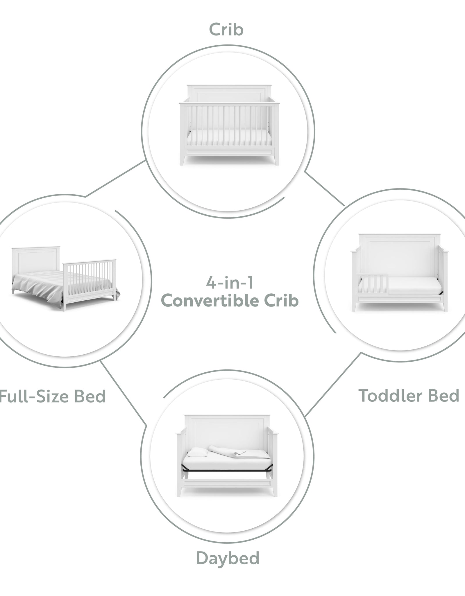 Solstice 5-In-1 Convertible Baby Crib, White