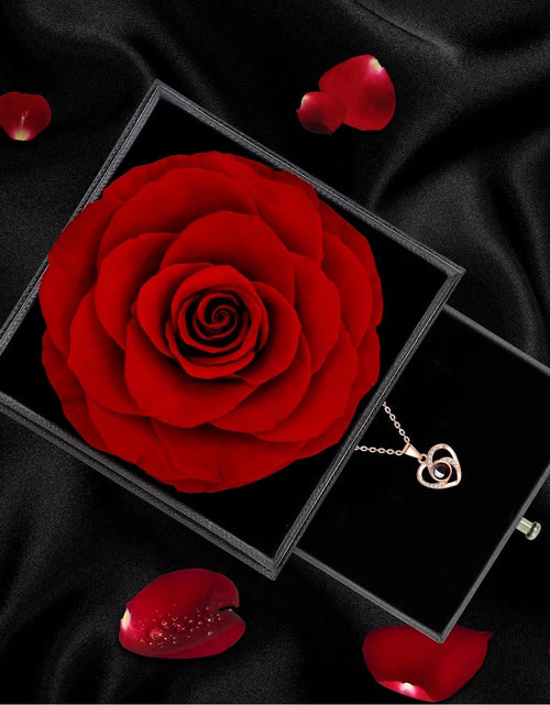 Load image into Gallery viewer, Eternal Rose I Love You Necklace Red Rose Necklace
