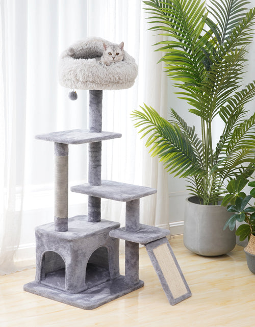 Load image into Gallery viewer, 4-Level Grey Cat Tree with Condo and Scratching Pad, 48&#39;&#39; Height
