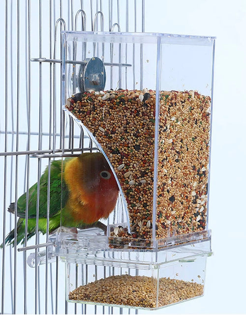 Load image into Gallery viewer, No Mess Bird Feeders Automatic Parrot Feeder Drinker Acrylic Seed Food Container Cage Accessories for Small and Medium Parakeets
