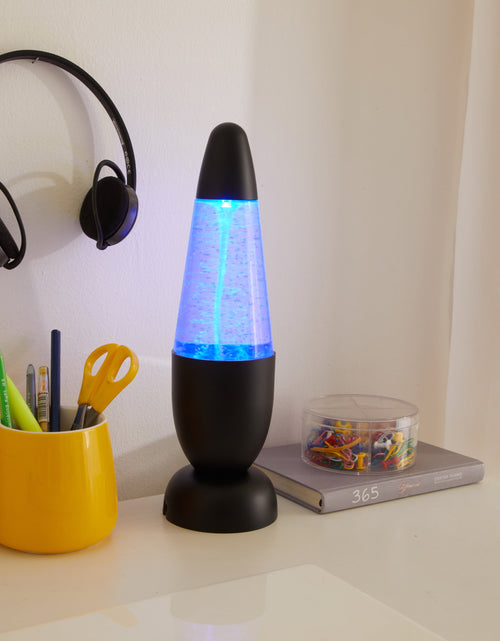 Load image into Gallery viewer, 12&quot; LED Tornado Lamp with Blue Glitter, Battery-Operated, Black Metal Base
