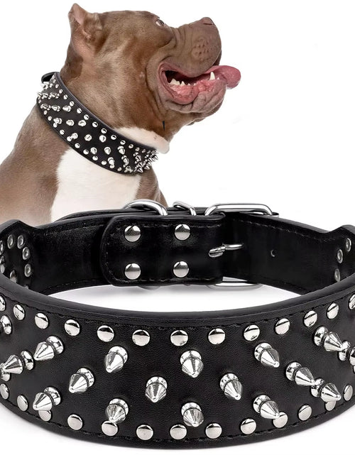 Load image into Gallery viewer, 2Inch Wide Skull Spiked Studded Leather Large Dog Collars for Medium Large Breeds Pitbull Mastiff Boxer Bully Dog Harness
