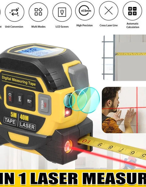 Load image into Gallery viewer, 3 in 1 Digital Laser Tape Measure 130Ft/40M Laser Distance Meter Auto Lock Measuring Tape Range Finder
