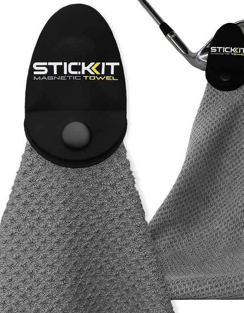 Load image into Gallery viewer, Magnetic Towel, Gray | Top-Tier Microfiber Golf Towel with Deep Waffle Pockets | Industrial Strength Magnet for Strong Hold to Golf Carts or Clubs
