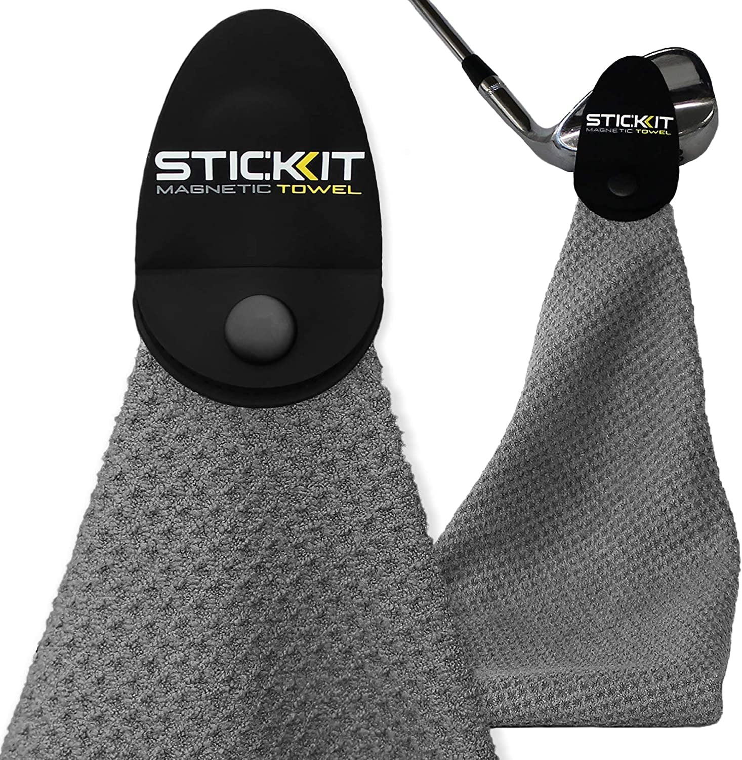 Magnetic Towel, Gray | Top-Tier Microfiber Golf Towel with Deep Waffle Pockets | Industrial Strength Magnet for Strong Hold to Golf Carts or Clubs