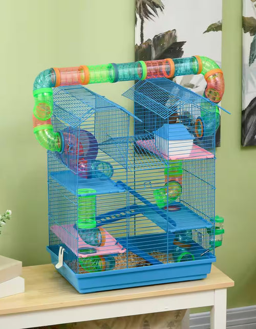 Load image into Gallery viewer, 5-Tier Hamster Cage with Tubes and Tunnels, Water Bottle, Food Dish, Exercise Wheel
