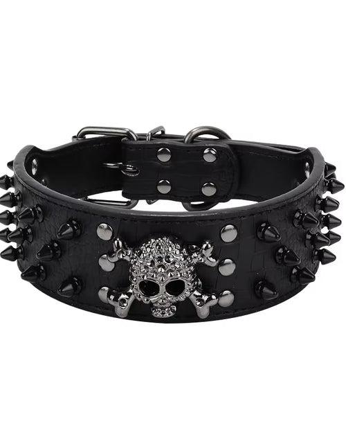 Load image into Gallery viewer, 2Inch Wide Skull Spiked Studded Leather Large Dog Collars for Medium Large Breeds Pitbull Mastiff Boxer Bully Dog Harness
