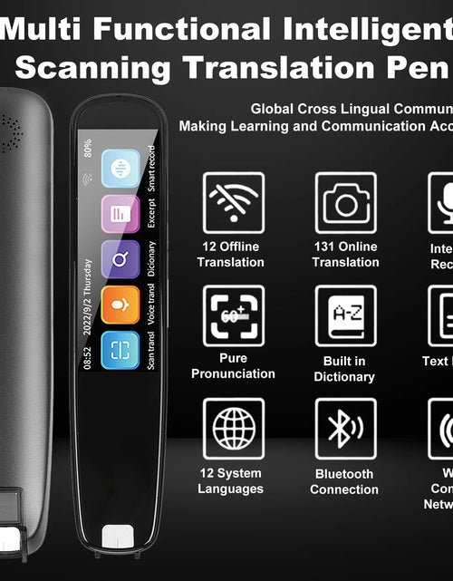 Load image into Gallery viewer, Translation Scanning Pen, Bluetooth Wifi Scan Reader Pen for Dyslexia, Text to Speech Pen, Portable 131 Language Translator Device for Language Learners Business Students Adults Traveler
