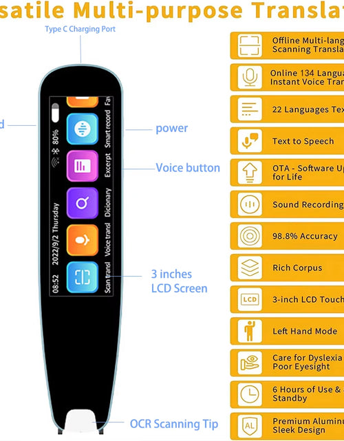 Load image into Gallery viewer, Smart Multifunctiontranslation Real Time Languages Translator Business Dictionary Pen Voice Scan Translator Pen
