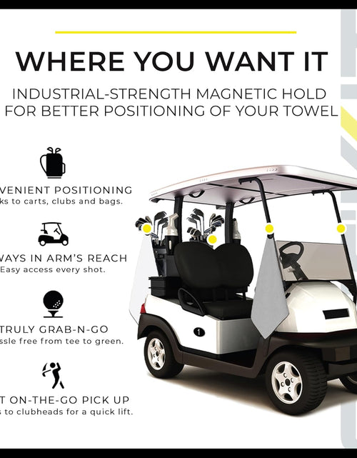 Load image into Gallery viewer, Magnetic Towel, Gray | Top-Tier Microfiber Golf Towel with Deep Waffle Pockets | Industrial Strength Magnet for Strong Hold to Golf Carts or Clubs
