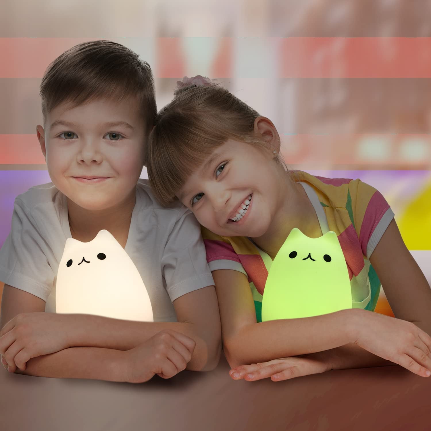 Magical Cat Lamp - Adorable Remote-Controlled Kawaii Night Light for Kids, Rechargeable & Safe for Baby Girls