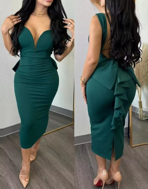 Load image into Gallery viewer, Elegant Dresses for Women Sexy Plunge Ruffle Hem Backless Party Dress 2023 Autumn Summer Spring Fashion Casual
