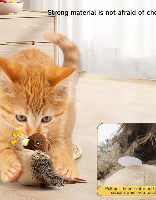 Load image into Gallery viewer, Flapping Bird Cat Toy, Interactive Flappy Bird Cat Toy Bird Toy for Cats, Simulated Chirping Bird Cat Toy, Interactive Cat Toy
