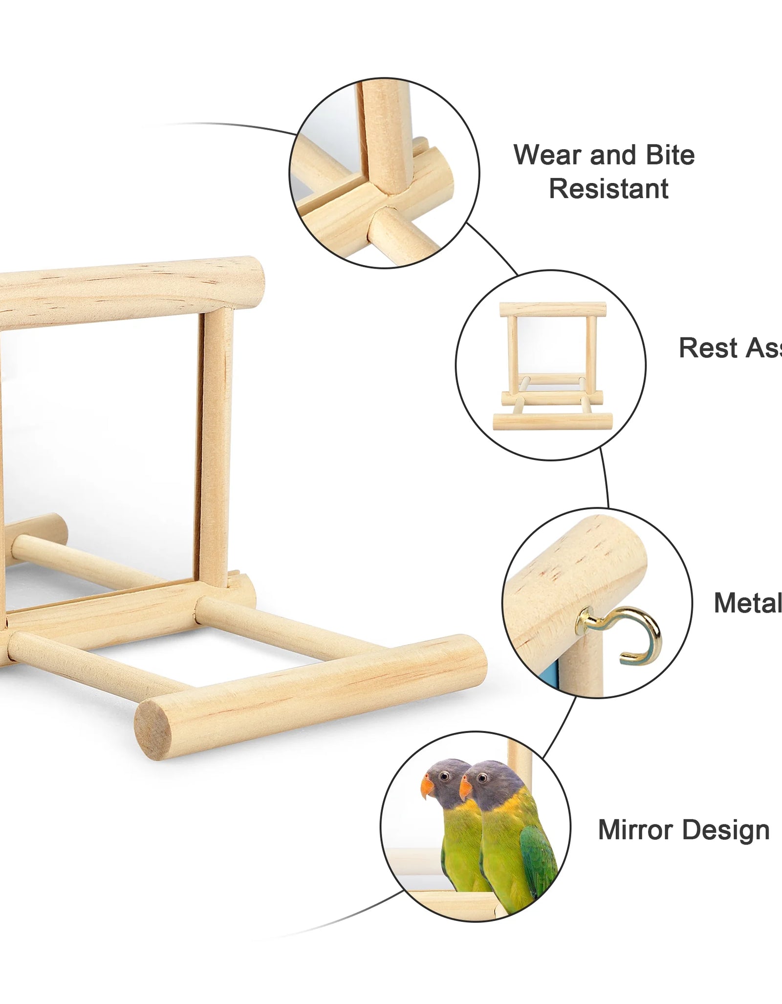 Bird Toy, Bird Mirror for Parakeet Cockatoo Cockatiel Conure Lovebird Canaries