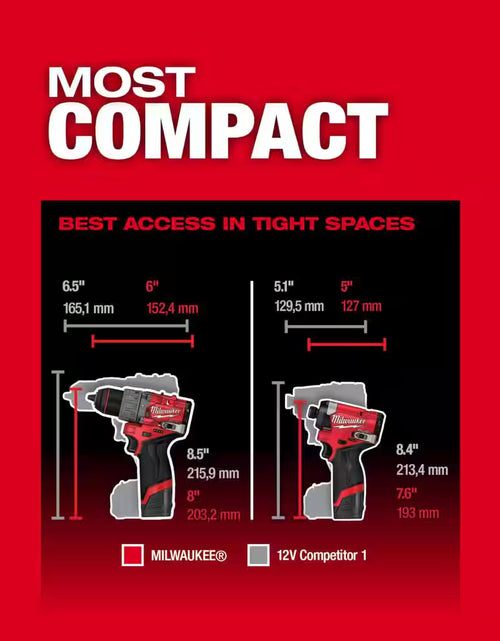 Load image into Gallery viewer, M12 FUEL 12-Volt Lithium-Ion Brushless Cordless Hammer Drill, Impact Driver, Stand Light Combo Kit W/2 Batteries &amp; Bag
