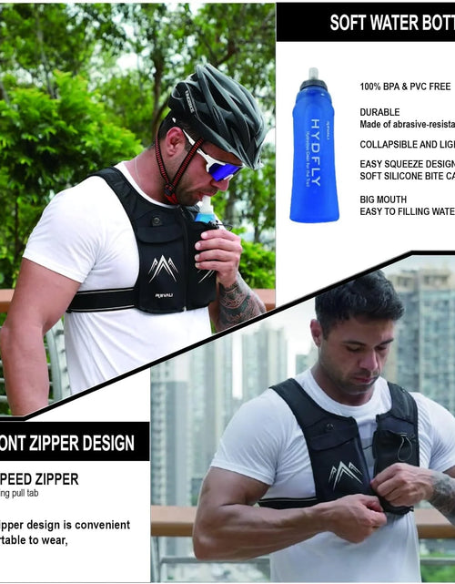 Load image into Gallery viewer, Running Vest, Zip Reflective Running Vests with 500Ml Hydration Bottle, Adjustable Waistband &amp; Breathable Material, Chest Pack Gear Phone Holder for Running, Men &amp; Women
