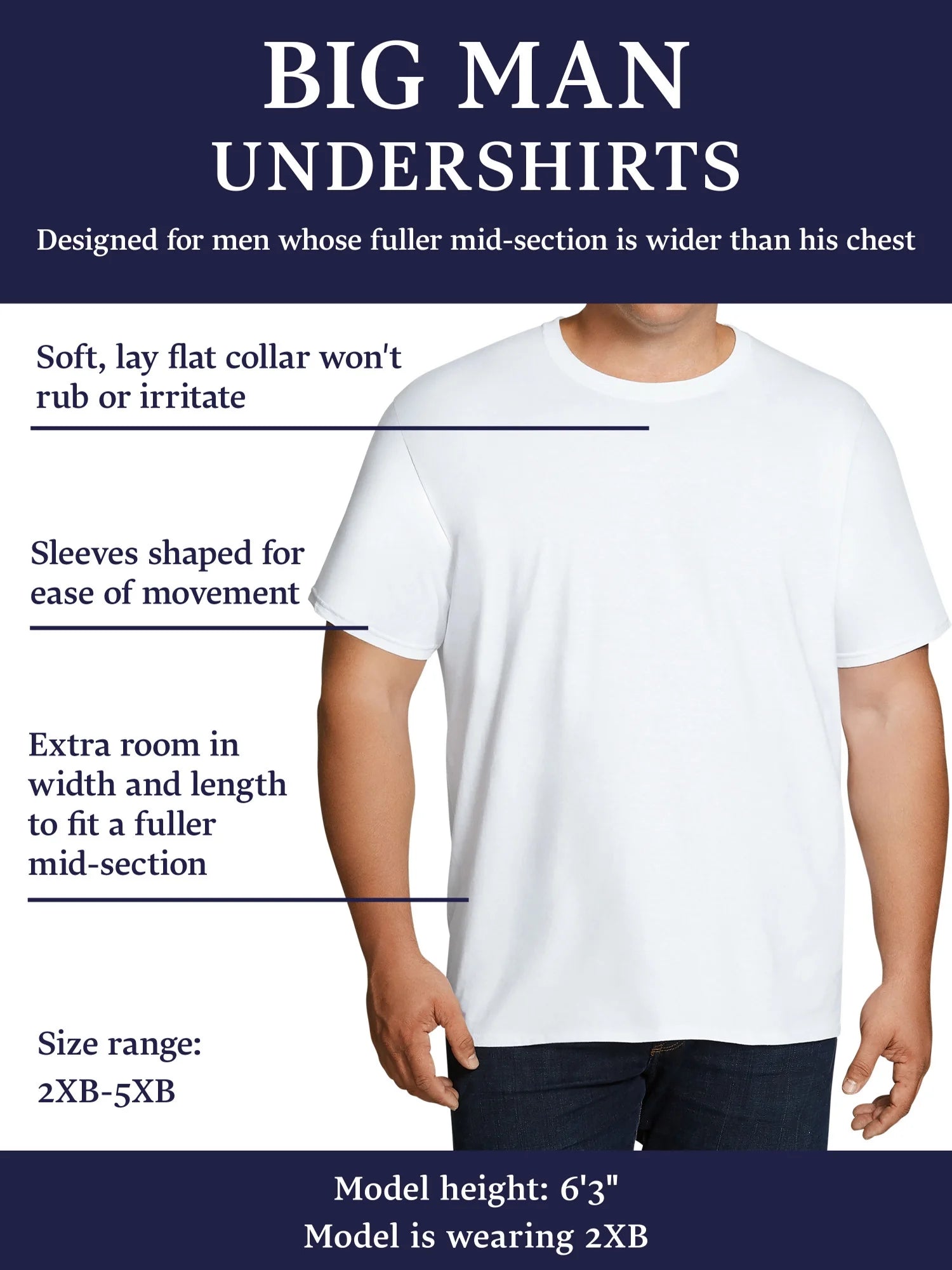 Men'S Eversoft Crew Undershirts – 6-Pack, Moisture-Wicking, White & Assorted, S-3XL & Big/Tall