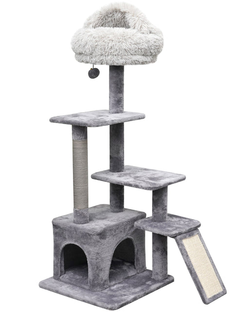 Load image into Gallery viewer, 4-Level Grey Cat Tree with Condo and Scratching Pad, 48&#39;&#39; Height
