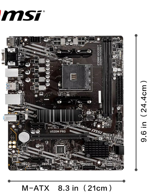 Load image into Gallery viewer, AMD A520M PRO Motherboard Support Ryzen CPU R3 R5 R7 5000 &amp; 3000 Series Mainboard AM4 M.2 NVME Dual Channel DDR4 Full New
