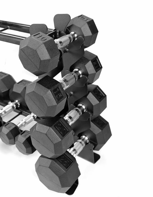 Load image into Gallery viewer, Heavy-Duty Dumbbell Rack – Dumbbell Storage Rack, Holds up to 400 Lbs. – 2 Tiers Rack, Ideal for 5-30 Lbs. Dumbbells – Compact Design, Ideal Home Gym Equipment
