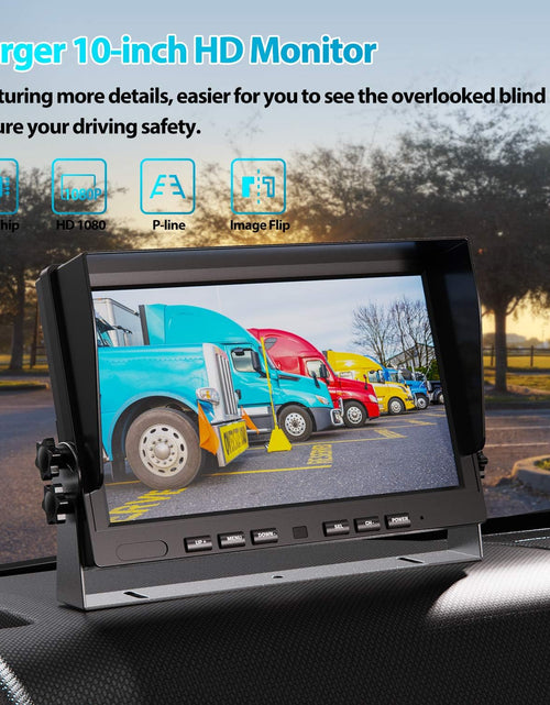 Load image into Gallery viewer, Ⅱ 10&quot; 1080P Wired Backup Camera System,10-Inch HD Dual Split Screen Monitor with Recording IP69 Waterproof Rear View Camera Parking Lines Supports up to 2 Cameras for Truck/Trailer/Rv(Dy101)
