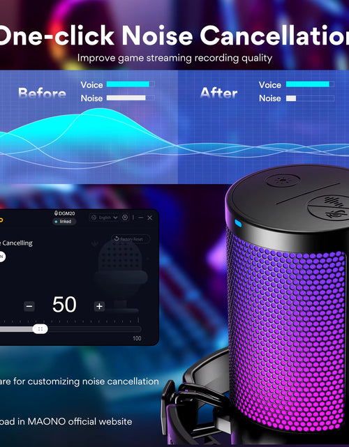 Load image into Gallery viewer, DGM20 Gaming Microphone,Usb Microphone Condenser Mic RGB Gaming Mic with Noise Reduction Software,Mic Gain,One Key Mute
