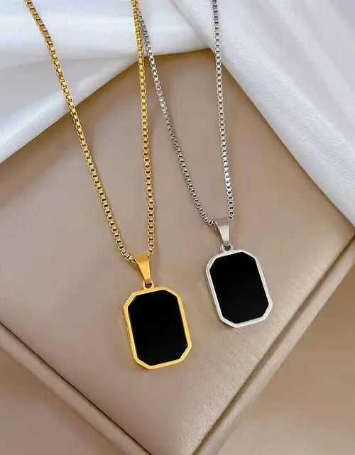 Load image into Gallery viewer, Fashion Square Necklace for Women Korean Black Geometric Pendant Necklace Collar Neck Gold Color Chain Charm Jewelry Party Gift
