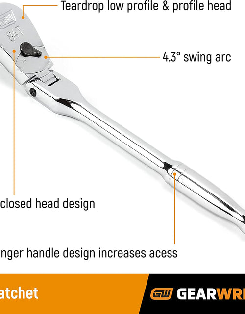 Load image into Gallery viewer, 2 Piece 1/4&quot;, 3/8&quot; Drive 84 Tooth Full Polish Flex Head Teardrop Ratchet Set - 81216A-07
