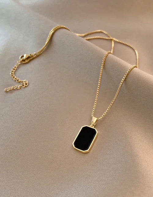 Load image into Gallery viewer, Fashion Square Necklace for Women Korean Black Geometric Pendant Necklace Collar Neck Gold Color Chain Charm Jewelry Party Gift
