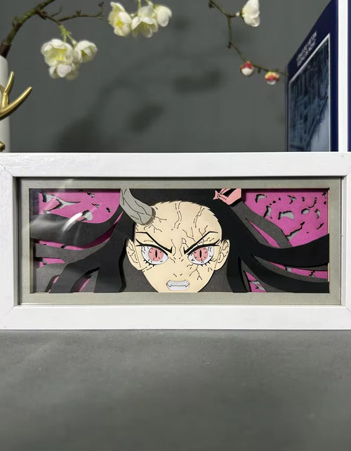 Load image into Gallery viewer, Kimetsu No Yaiba Paper Cut Shadow Box for Home Decoration Manga Table Desk Lamp Anime Light Box Nezuko Kamado Demon Slayer
