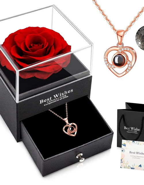 Load image into Gallery viewer, Eternal Rose I Love You Necklace Red Rose Necklace
