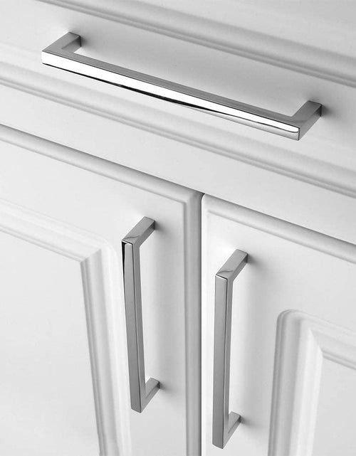 Load image into Gallery viewer, Solid Square Bar Cabinet Handle - Chrome Furniture Pull, 6.3 Inch/160Mm Screwhole Distance, 10-Pack for Kitchen Cupboard Door, Bedroom Dresser Drawer, Bathroom Wardrobe Hardware
