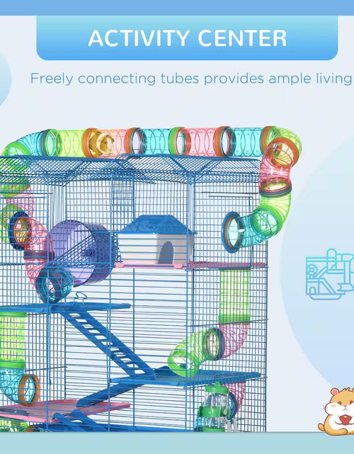 Load image into Gallery viewer, 5-Tier Hamster Cage with Tubes and Tunnels, Water Bottle, Food Dish, Exercise Wheel
