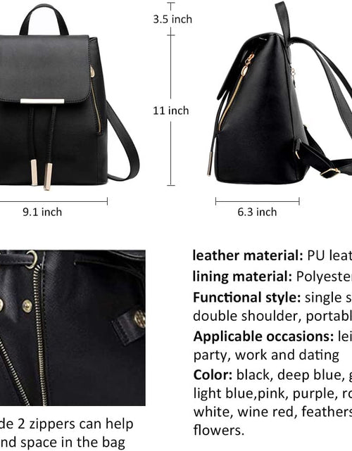 Load image into Gallery viewer, Womens Bag Backpack Purse PU Leather Zipper Bags Fashion Casual Rucksack Satchel and Handbag…
