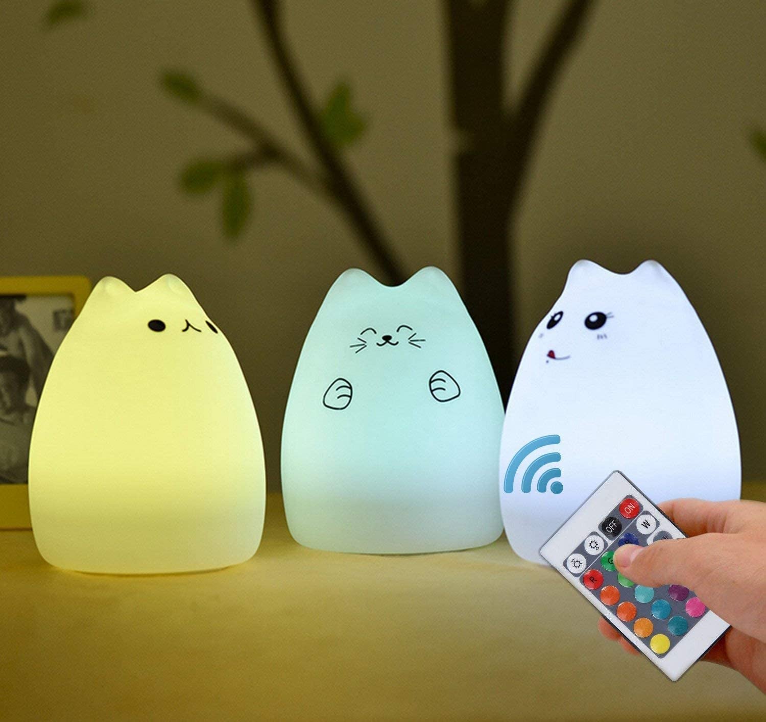 Magical Cat Lamp - Adorable Remote-Controlled Kawaii Night Light for Kids, Rechargeable & Safe for Baby Girls