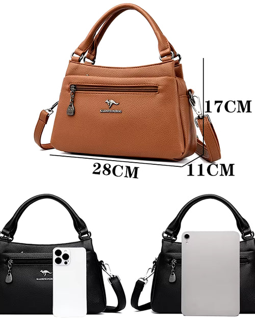 Load image into Gallery viewer, Luxury 100% Top Layer Cowhide Handbag Solid Color Designer Brand Women&#39;S Crossbody Bags Exquisite Hardware LOGO Shoulder Bags
