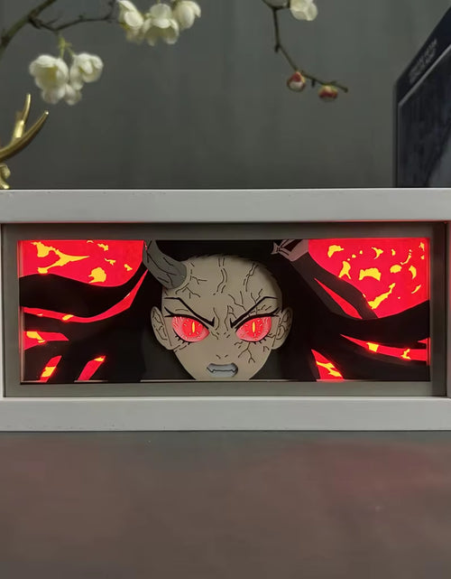 Load image into Gallery viewer, Kimetsu No Yaiba Paper Cut Shadow Box for Home Decoration Manga Table Desk Lamp Anime Light Box Nezuko Kamado Demon Slayer
